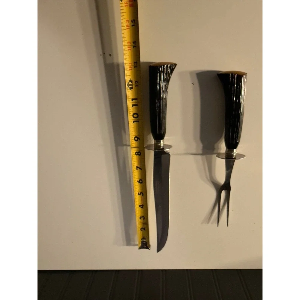 Vintage Washington forge Bakelite faux-staghorn carving set